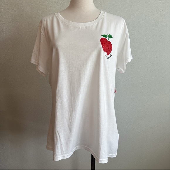 NWT Kate Spade New York City Apple Graphic Tee Shirt | Size XL | 100% Cotton - Picture 4 of 6